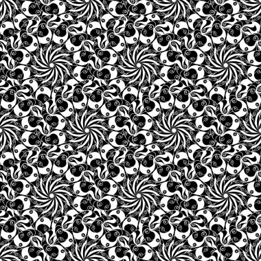 Dikişsiz yaratıcı çizilmiş desen stilize çiçek.