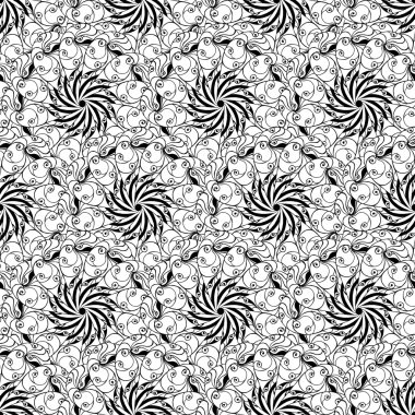 Dikişsiz yaratıcı çizilmiş desen stilize çiçek.