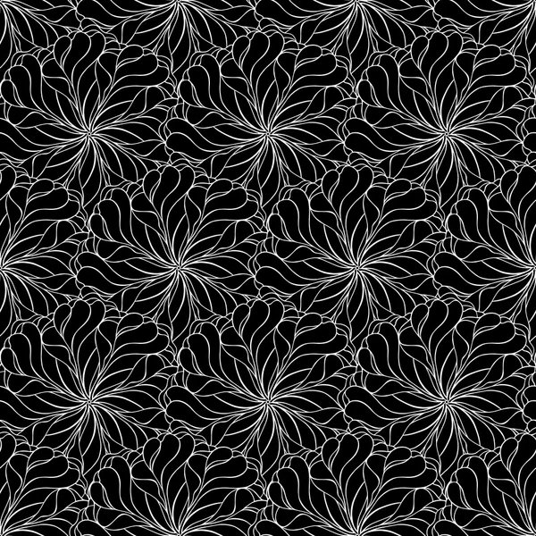 Seamless creative hand-drawn pattern of stylized flowers. — Stock Vector