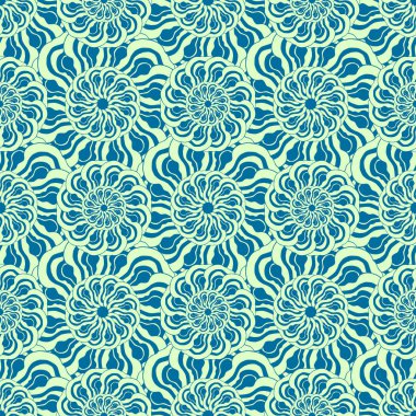 Dikişsiz yaratıcı çizilmiş desen stilize çiçek.