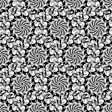 Dikişsiz yaratıcı çizilmiş desen stilize çiçek.