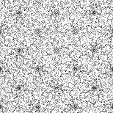 Dikişsiz yaratıcı çizilmiş desen stilize çiçek.