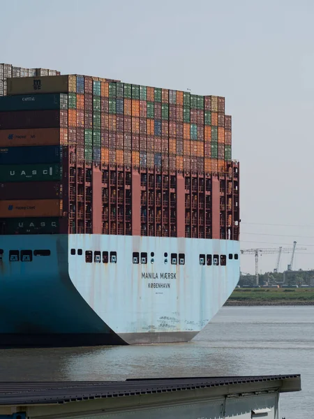 Doel Belgien Juli 2021 Detailbild Des Voll Beladenen Containerschiffs Der — Stockfoto