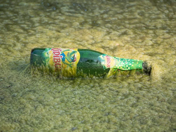 Sint Gillis Waas Belgium September 2021 Pollution Green Bottle Soda — Stock Photo, Image
