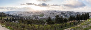 Kışın Kudüs panoramik görünüm