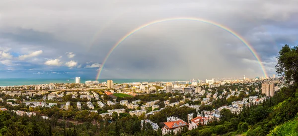 Double Rainbow over the city Royalty Free Stock Images