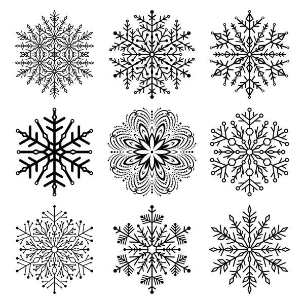 Conjunto de copos de nieve Vector — Vector de stock