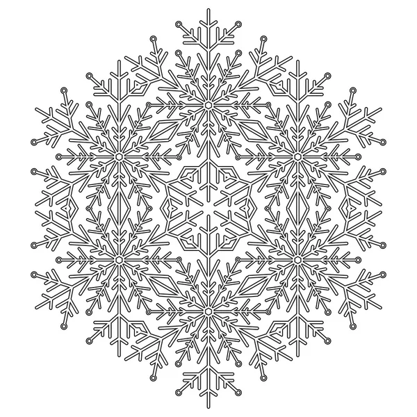 Pretty Vector Round Snowflake — Stock Vector