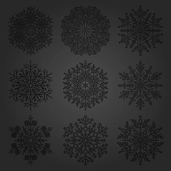 Ensemble de flocons de neige vectoriels — Image vectorielle