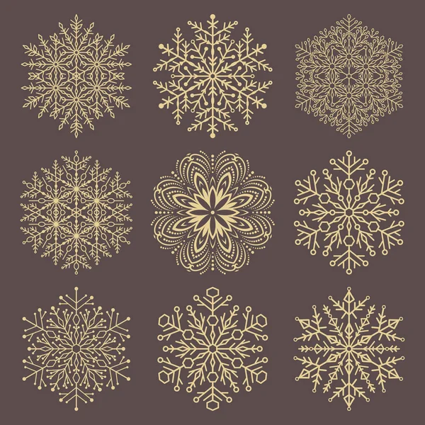 Ensemble de flocons de neige vectoriels — Image vectorielle