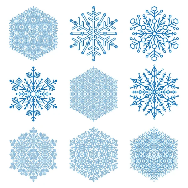 Conjunto de copos de nieve Vector — Vector de stock