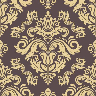 Arabesk ile Oryantal Damask Kusursuz Vektör Arkaplanı