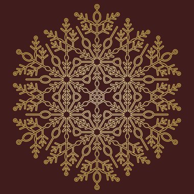 Soyut Kış Süslü Yuvarlak Vektör Kar Tanesi