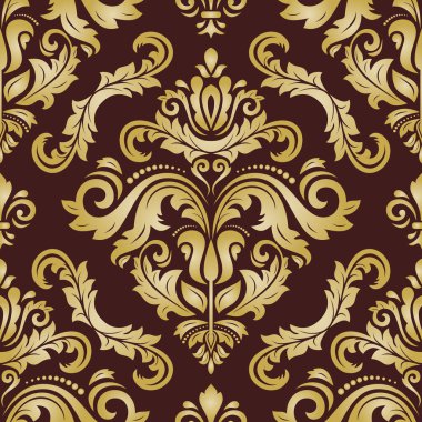 Arabesk ile Oryantal Damask Kusursuz Vektör Arkaplanı