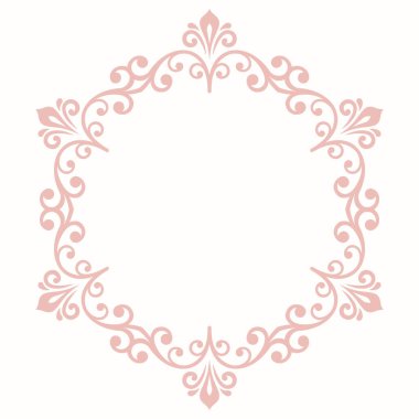 Arabesk Çerçeveli Çiçek Soyut Yuvarlak Vektör Çerçevesi