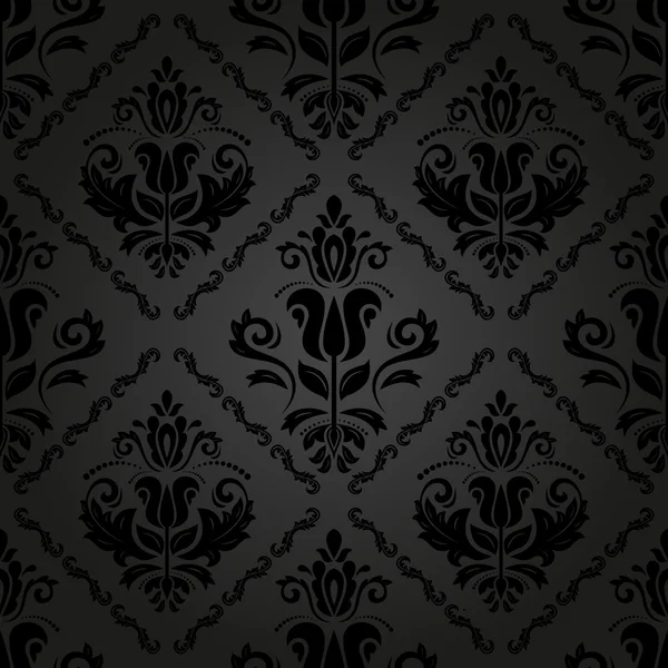 Damask Seamless Vector Pattern. Orient Dark Background — Stock Vector