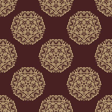 Baroquen tarzında duvar kağıdı. Kahverengi ve altın renkleri ile soyut vektör arka plan