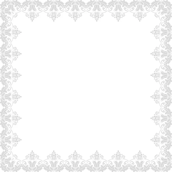 Floral Vector Frame. Abstrato ornamento de prata — Vetor de Stock