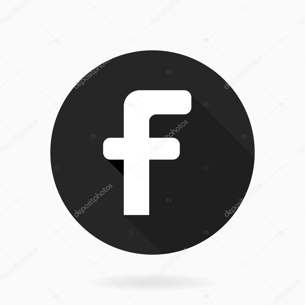 Letter F vector icon with flat design and long shadow