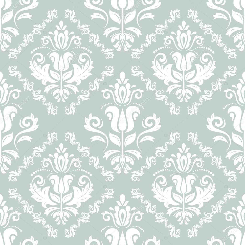 Pattern in the style of Baroque. Abstract Vector Background. Blue and White Colors