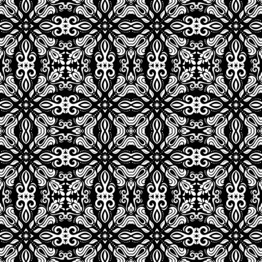 Geometrik soyut sorunsuz vektör desen siyah ve beyaz renkler ile