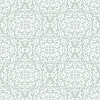 Damasko sorunsuz vektör desen. Arka plan gelecek şekilde yönlendirin. Mavi ve beyaz renkler