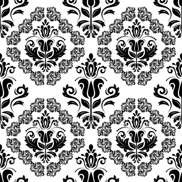 Damaszt Seamless Pattern. Fekete és fehér színek — Stock Fotó