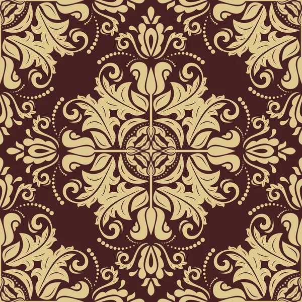 Damask Seamless  Pattern. Golden Background — Stock Photo, Image