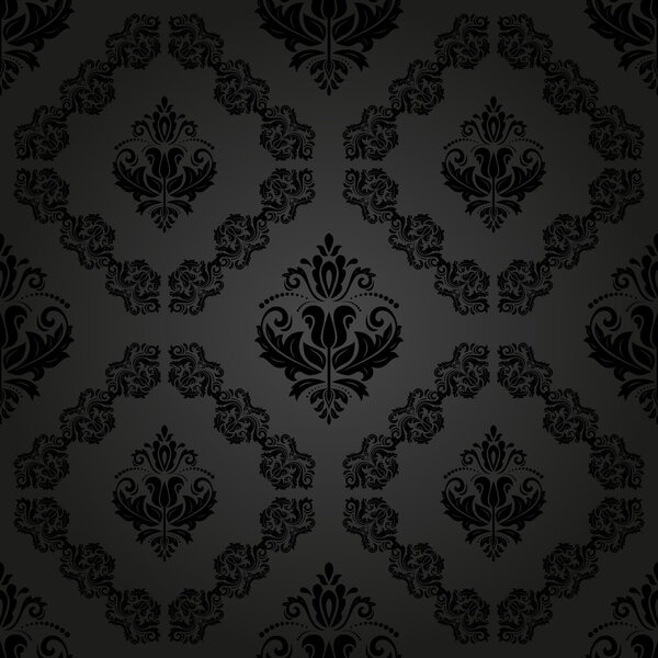 Damask Seamless  Pattern. Orient Dark Background