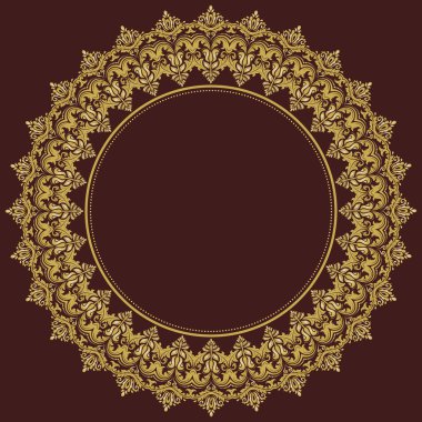 Yuvarlak model Damask. Şark altın süsleme