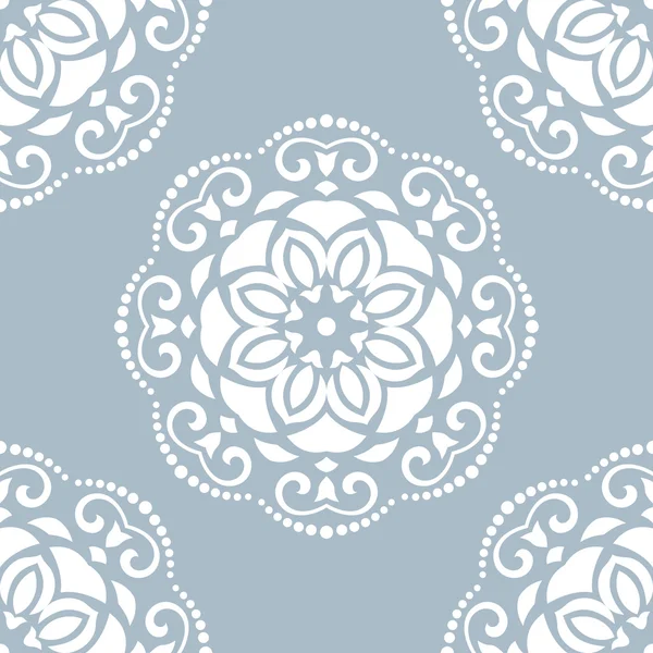 Damast Seamless mönster. Orient bakgrund med blå och vita färger — Stockfoto