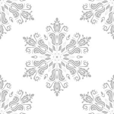 Damasko Seamless modeli. Şark gri arka plan