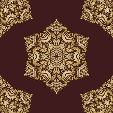 Damasko Seamless modeli. Altın arka plan şark