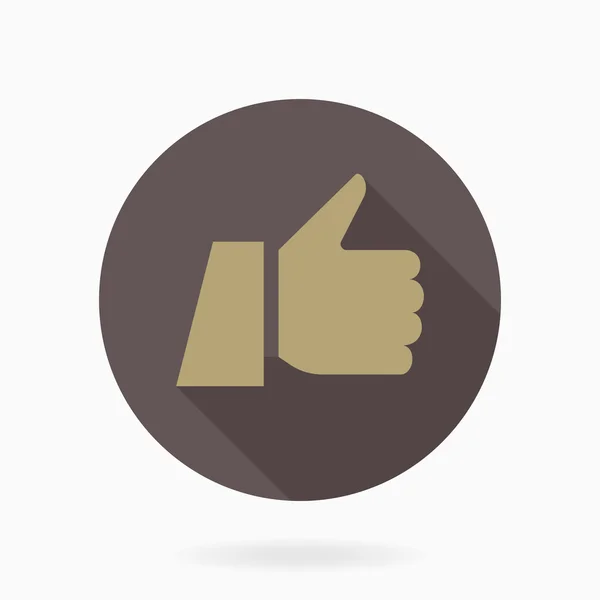 Thumb Up Vector Icône plate avec ombre — Image vectorielle