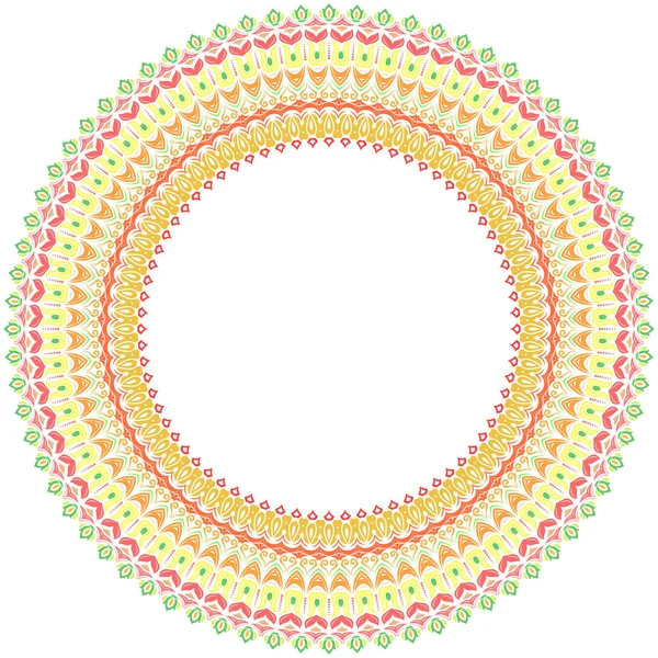 Floral Vector Round Colorful Frame — Stock Vector