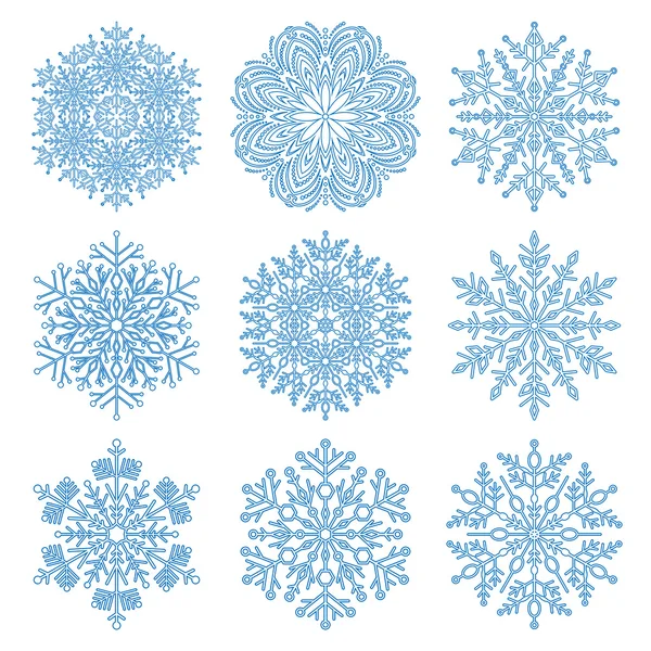 Conjunto de copos de nieve Vector — Vector de stock
