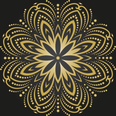 Oryantal soyut altın yuvarlak desen vektör