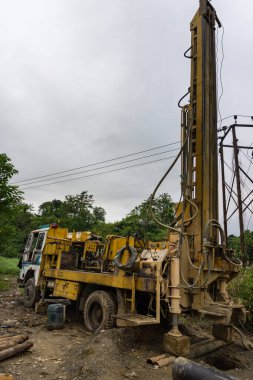 Yakın çekim, sondaj kamyonu, Tubewell Sondaj Makinesi..
