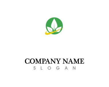 Ağaç yaprağı vektör logosu tasarımı, çevre dostu kavram