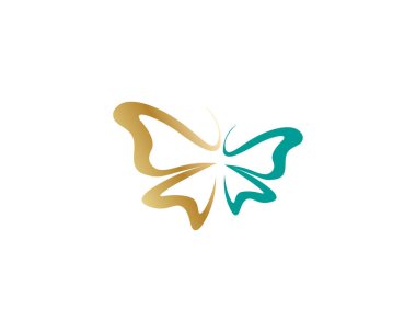 Vektör - Kelebek kavramsal basit, renkli simge. Logo. Vektör illüstrasyonu