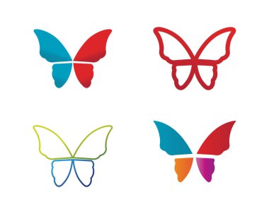 Vektör - Kelebek kavramsal basit, renkli simge. Logo. Vektör illüstrasyonu