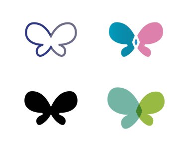 Vektör - Kelebek kavramsal basit, renkli simge. Logo. Vektör illüstrasyonu