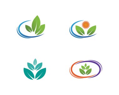 Ağaç yaprağı vektör logosu tasarımı, çevre dostu kavram