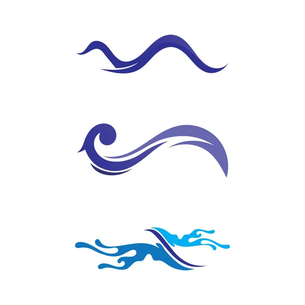 Waves Praia Logotipo Símbolos Modelo Ícones App Azul — Vetor de Stock