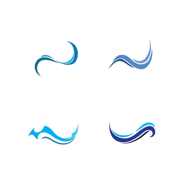 Waves Praia Logotipo Símbolos Modelo Ícones App Azul — Vetor de Stock