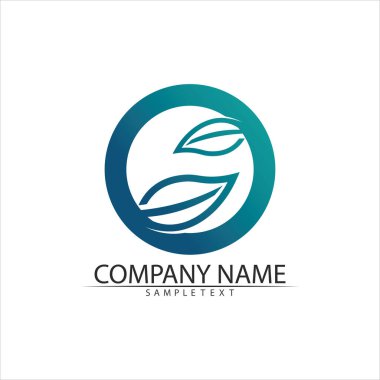 Ağaç yaprağı vektörü ve yeşil logo tasarımı dostane kavram 