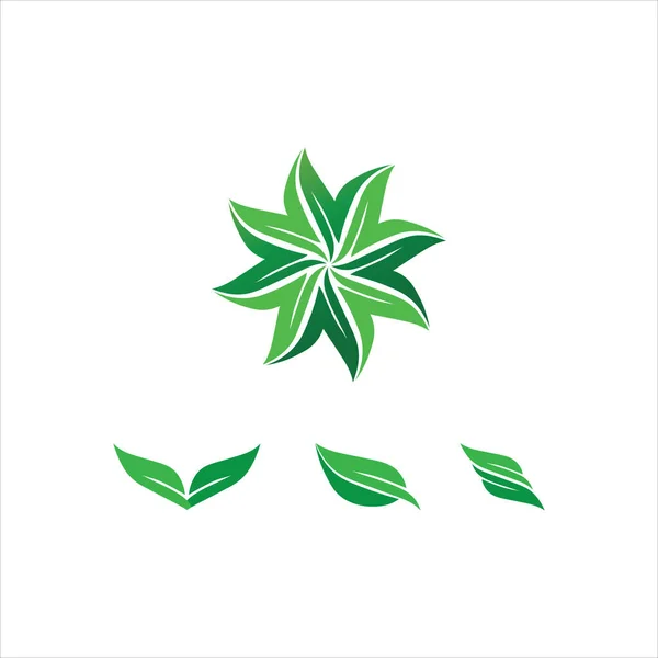 Вектор Листьев Дерева Зеленый Логотип Концепции Дружественной — стоковый вектор