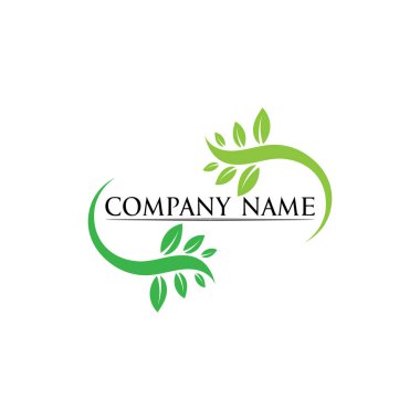 Ağaç yaprağı vektör logosu tasarımı çevre dostu kavram