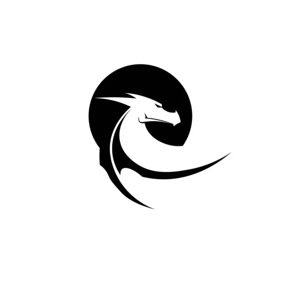 Cabeça Dragão Cor Plana Logotipo Modelo Vetor Ilustração Design — Vetor de Stock