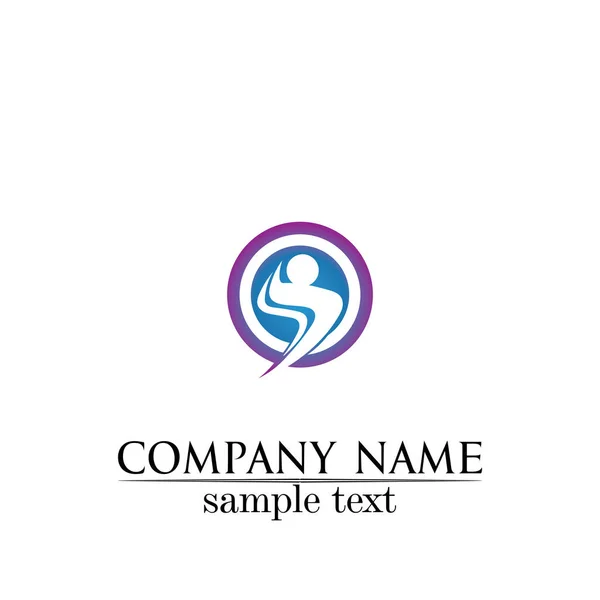Logo Del Cuidado Comunidad Iconos Gente Círculo Vector Concepto Compromiso — Vector de stock